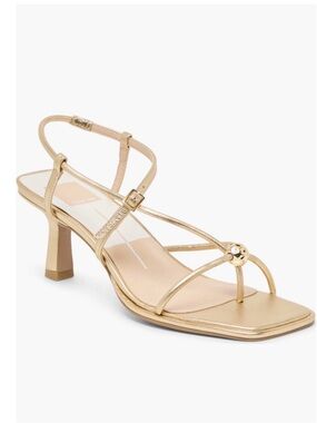 Dolce Vita Myles Strappy Gold kitten Heels Sandals Metallic Square Toe Heels 6.5